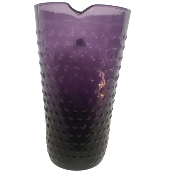 Heavy Purple Hobnail Pitcher 8 3/4 inches High 1.13 lbs Clear Handle Beautiful - Picture 5 of 6
